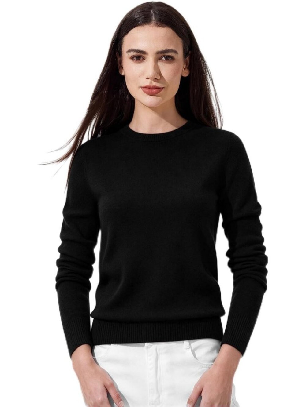 Cozy 100% Cashmere Crewneck Sweater for Women | Long Sleeve Pullover Top